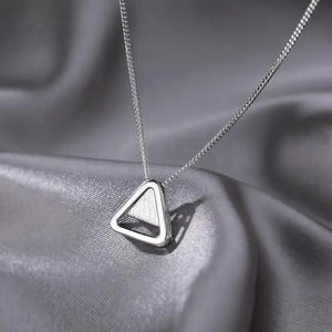 925 Silver Triangle Necklace Geometric Pendant Jewelry GN619