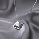 925 Silver Triangle Necklace Geometric Pendant Jewelry GN619