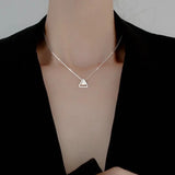 925 Silver Triangle Necklace Geometric Pendant Jewelry GN619