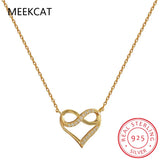 Infinity Heart Pendant Necklace 925 Sterling Silver Choker Statement Necklace