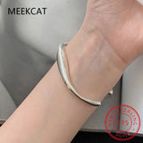 925 Sterling Silver Solid Bracelet Irregular Geometric Jewelry