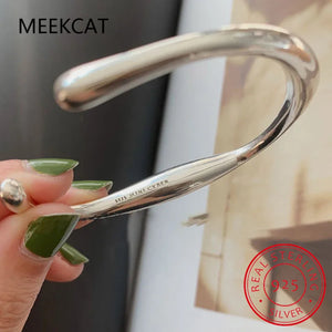 925 Sterling Silver Solid Bracelet Irregular Geometric Jewelry