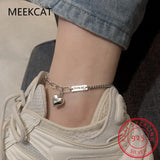 Women's 925 Sterling Silver Vintage Thai Silver LOVE Heart Pendant Anklet