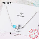 925 Sterling Silver Small Fresh Fantasy Planet Necklace Universe Aurora Planet