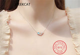 925 Sterling Silver Small Fresh Fantasy Planet Necklace Universe Aurora Planet