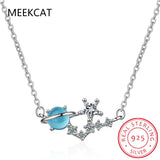 925 Sterling Silver Small Fresh Fantasy Planet Necklace Universe Aurora Planet