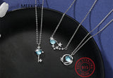 925 Sterling Silver Small Fresh Fantasy Planet Necklace Universe Aurora Planet