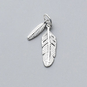 Sterling Silver Feather Charms Vintage DIY Necklace Making Jewelry Accessories