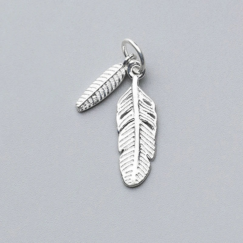 Sterling Silver Feather Charms Vintage DIY Necklace Making Jewelry Accessories