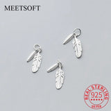 Sterling Silver Feather Charms Vintage DIY Necklace Making Jewelry Accessories