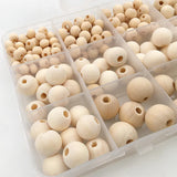 220PCS Wood Beads Ball Charms DIY Bracelet Supplies with Box