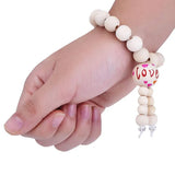 220PCS Wood Beads Ball Charms DIY Bracelet Supplies with Box