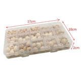 220PCS Wood Beads Ball Charms DIY Bracelet Supplies with Box