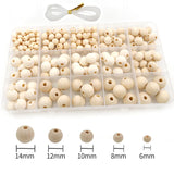 220PCS Wood Beads Ball Charms DIY Bracelet Supplies with Box