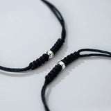 925 Silver 5MM Ball Braided Couple Magnet Stone Rope Bracelets