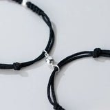 925 Silver 5MM Ball Braided Couple Magnet Stone Rope Bracelets