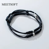 925 Silver 5MM Ball Braided Couple Magnet Stone Rope Bracelets