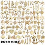 50/100PCS Mixed Zinc Alloy Geometric KC Pendant Charms for DIY Earrings Bracelet