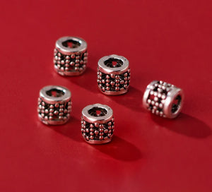 5PCS S925 Sterling Silver Hollow Bucket Beads Pendant Charms DIY Accessories