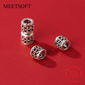 5PCS S925 Sterling Silver Hollow Bucket Beads Pendant Charms DIY Accessories