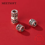 5PCS S925 Sterling Silver Hollow Bucket Beads Pendant Charms DIY Accessories