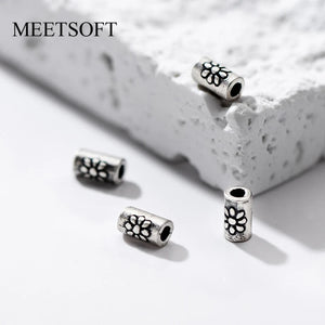 5pcs S925 Silver Distressed Pattern Spacer Beads Charms