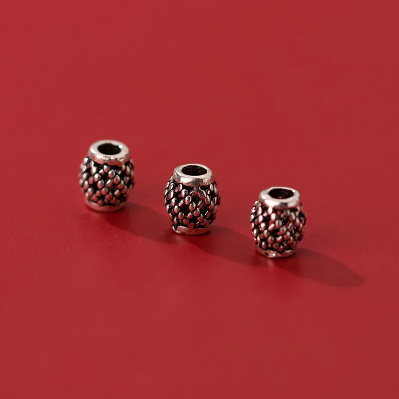 5pcs 925 Sterling Silver Hollow Pattern Beads Pendant Charms DIY Fine Accessorie