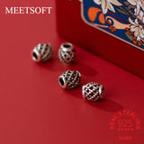 5pcs 925 Sterling Silver Hollow Pattern Beads Pendant Charms DIY Fine Accessorie