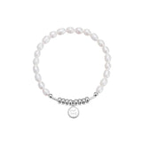 925 Silver Letter Circle Pearl Bracelet Fine Jewelry