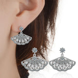 925 Silver Drop Earrings Zircon Fan Rose Golden Small Jewelry