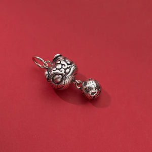 925 Silver Retro Animal Brave Troops Round Bells Pendant Charms DIY Supplies