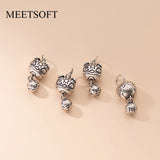 925 Silver Retro Animal Brave Troops Round Bells Pendant Charms DIY Supplies