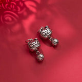 925 Silver Retro Animal Brave Troops Round Bells Pendant Charms DIY Supplies