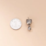 925 Silver Retro Animal Brave Troops Round Bells Pendant Charms DIY Supplies