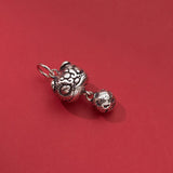 925 Silver Retro Animal Brave Troops Round Bells Pendant Charms DIY Supplies