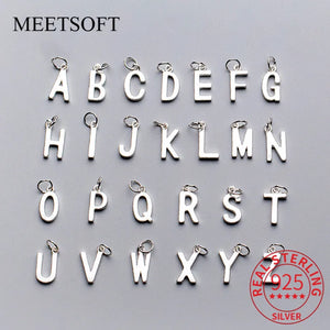 925 Silver 26 Letter Charms A-Z for Necklace Making DIY Jewelry Accessories