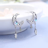 925 Silver Animals Moon Stud Earrings for Women Party Jewelry