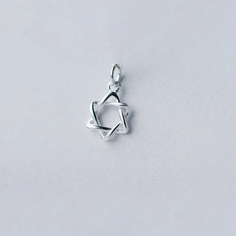 925 Sterling Silver Big Hollow star Charms DIY Necklace Accessory