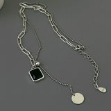 925 Silver Geometric Zircon Tassel Choker Necklace for Women