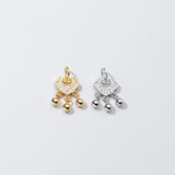 925 Silver Lock and Bells Zircon Pendant Charms DIY Jewelry Accessory