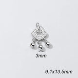 925 Silver Lock and Bells Zircon Pendant Charms DIY Jewelry Accessory