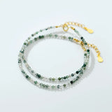 925 Silver Green Aquatic Agate Crystal Bracelet for Women