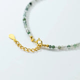 925 Silver Green Aquatic Agate Crystal Bracelet for Women