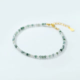 925 Silver Green Aquatic Agate Crystal Bracelet for Women