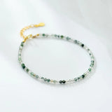 925 Silver Green Aquatic Agate Crystal Bracelet for Women