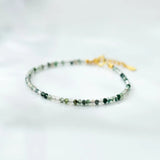 925 Silver Green Aquatic Agate Crystal Bracelet for Women