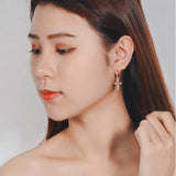 925 Sterling Silver Small Cross Hoop Earrings for Women