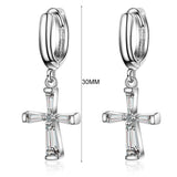 925 Sterling Silver Small Cross Hoop Earrings for Women