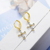 925 Sterling Silver Small Cross Hoop Earrings for Women