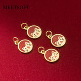 925 Silver Retro 11MM 3D Lucky Cat Enamel Pendant DIY Supplies